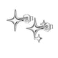 Broqueles asimétricos de estrellas en plata