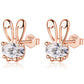 Broqueles de silueta de conejo con cristal ovalado en color oro rosa