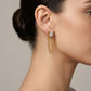 Aretes colgantes de eslabón con cristal cuadrado
