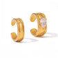 Ear cuffs de banda ancha con cristal en corte de gota