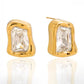 Aretes de marco dorado con zirconia en corte esmeralda