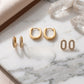 Set de aretes trio geometric con incrustaciones de cristales