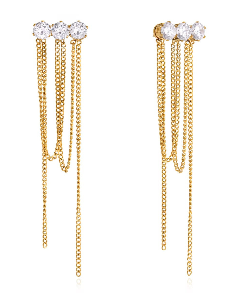 Aretes Triple Crystal Fringe