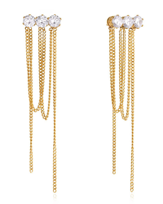 Aretes Triple Crystal Fringe