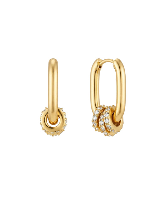 Aretes Aro Geométrico y Aros de Cristal
