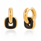 Arete de eslabones dorado con negro, tipo huggie