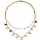 Collar doble con dijes celestiales y piedras naturales