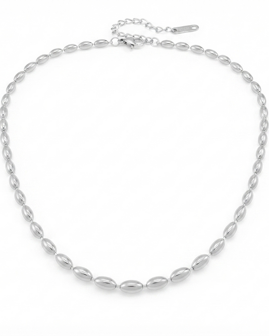 Collar Cuentas Plateadas