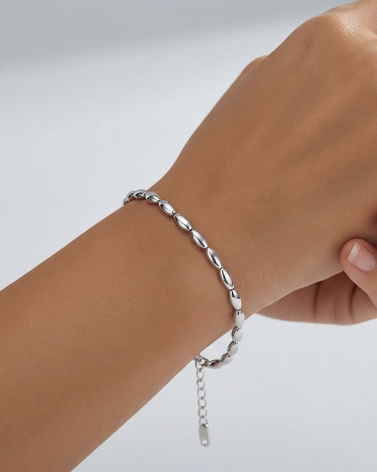 Pulsera Cuentas Plateadas