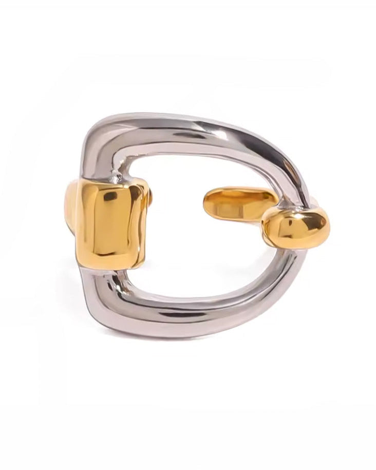 Anillo bicolor de eslabón ecuestre
