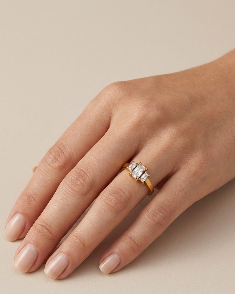 Anillo Trilogía Corte Esmeralda