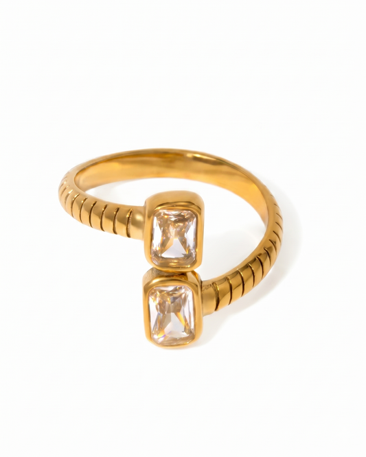 Anillo twist con doble cristal