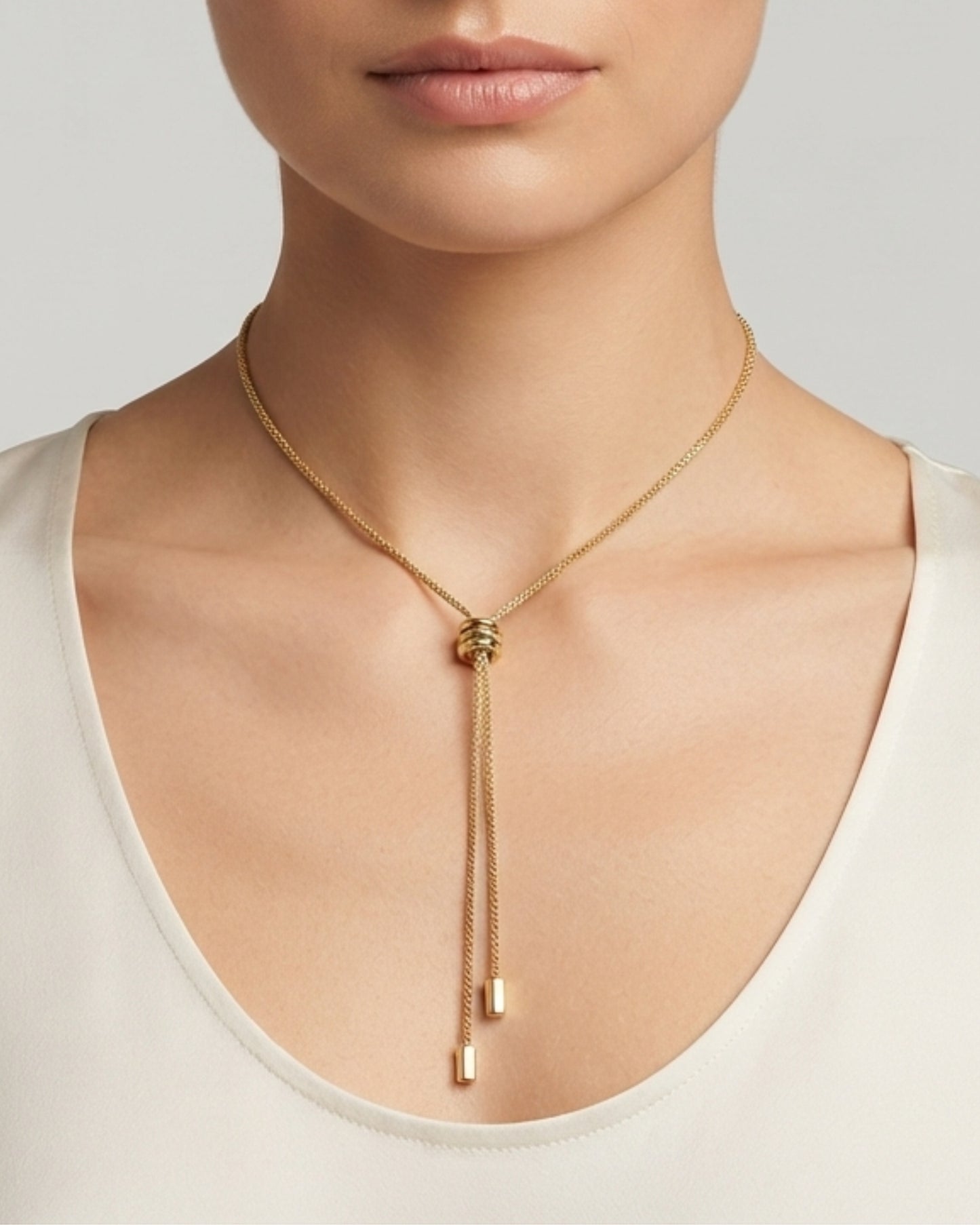 Collar Lariat Escultura Metálica