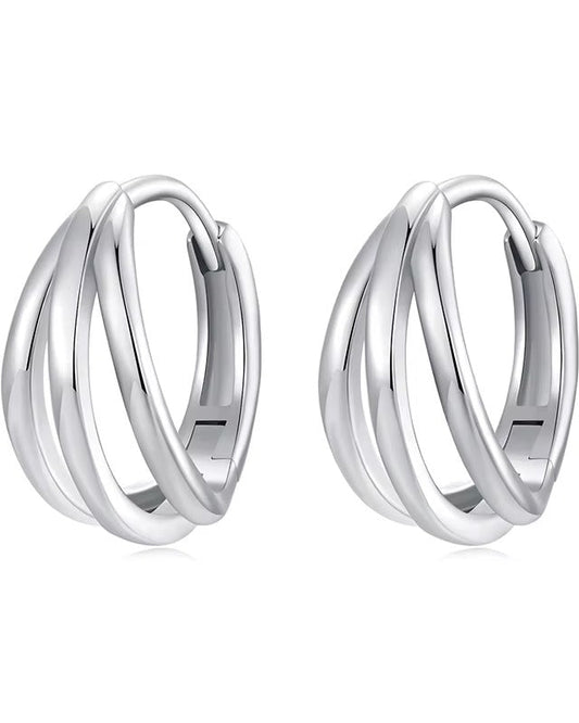 Aretes Huggies con Bandas Entrelazadas