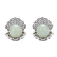 Broqueles de concha marina con perla luminosa en plata
