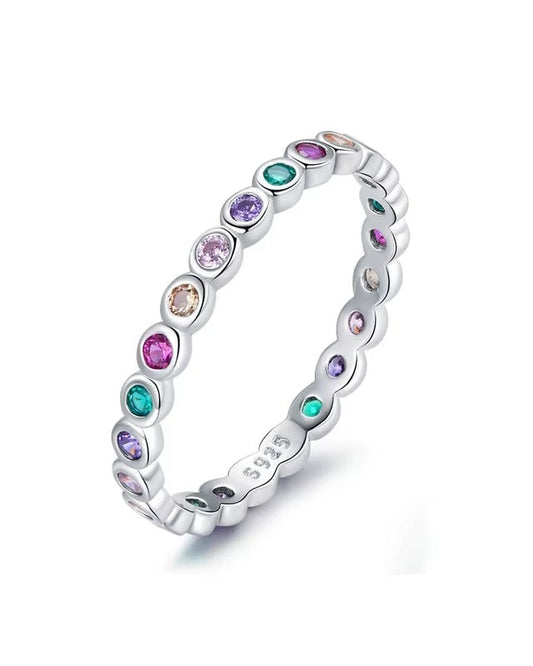 Anillo Churumbela de Cristales Multicolor