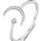 Anillo Abierto de Luna y Estrella con Circonias