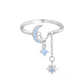 Anillo de Luna y Estrellas Colgantes con Circonias Celestes