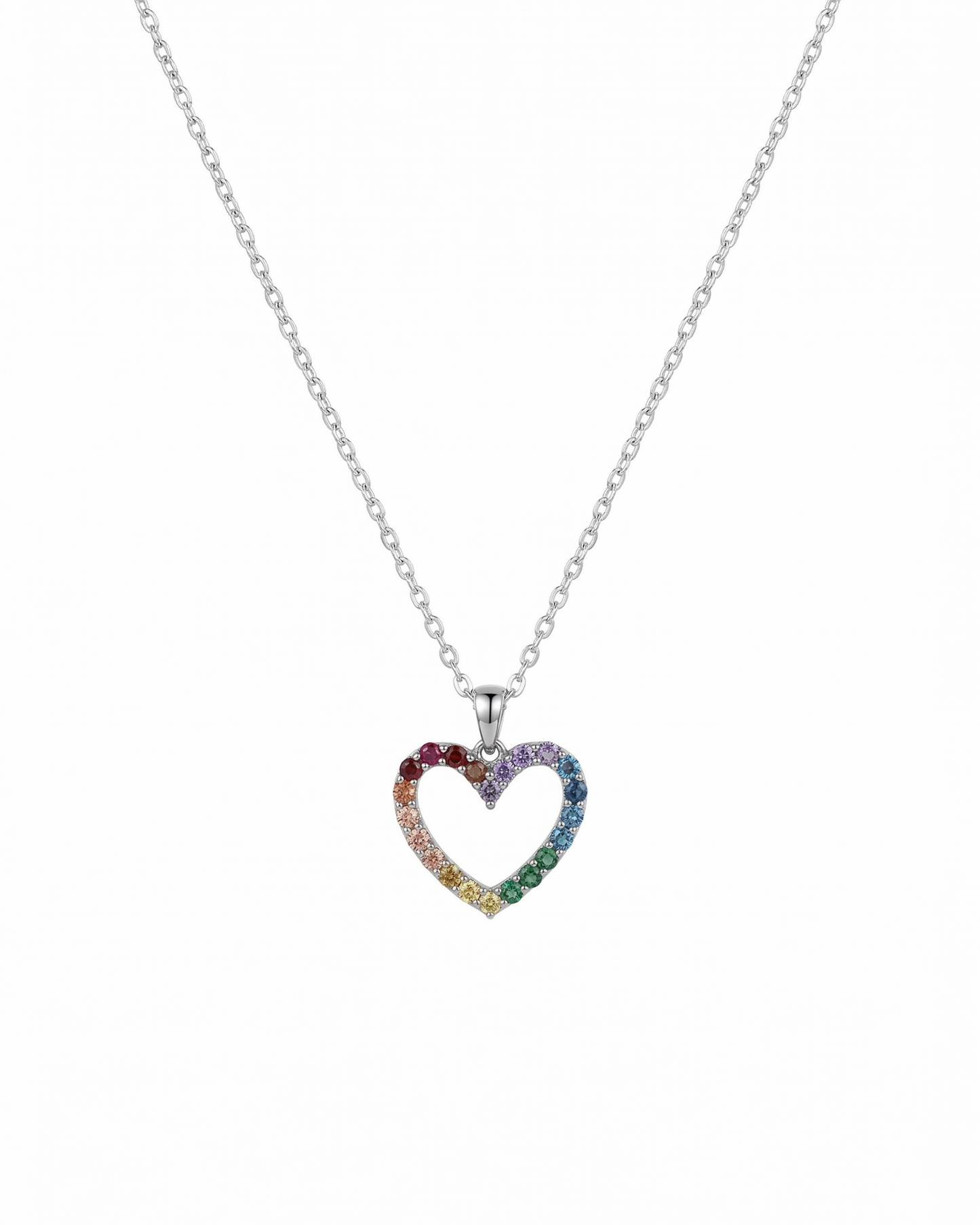 Collar de corazón con cristales arcoíris