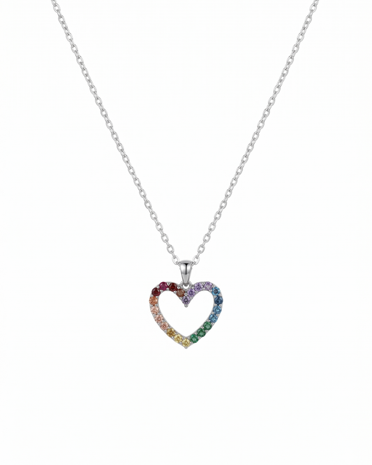 Collar de corazón con cristales arcoíris