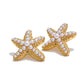 Aretes Dorados de Estrella de Mar con Perlas
