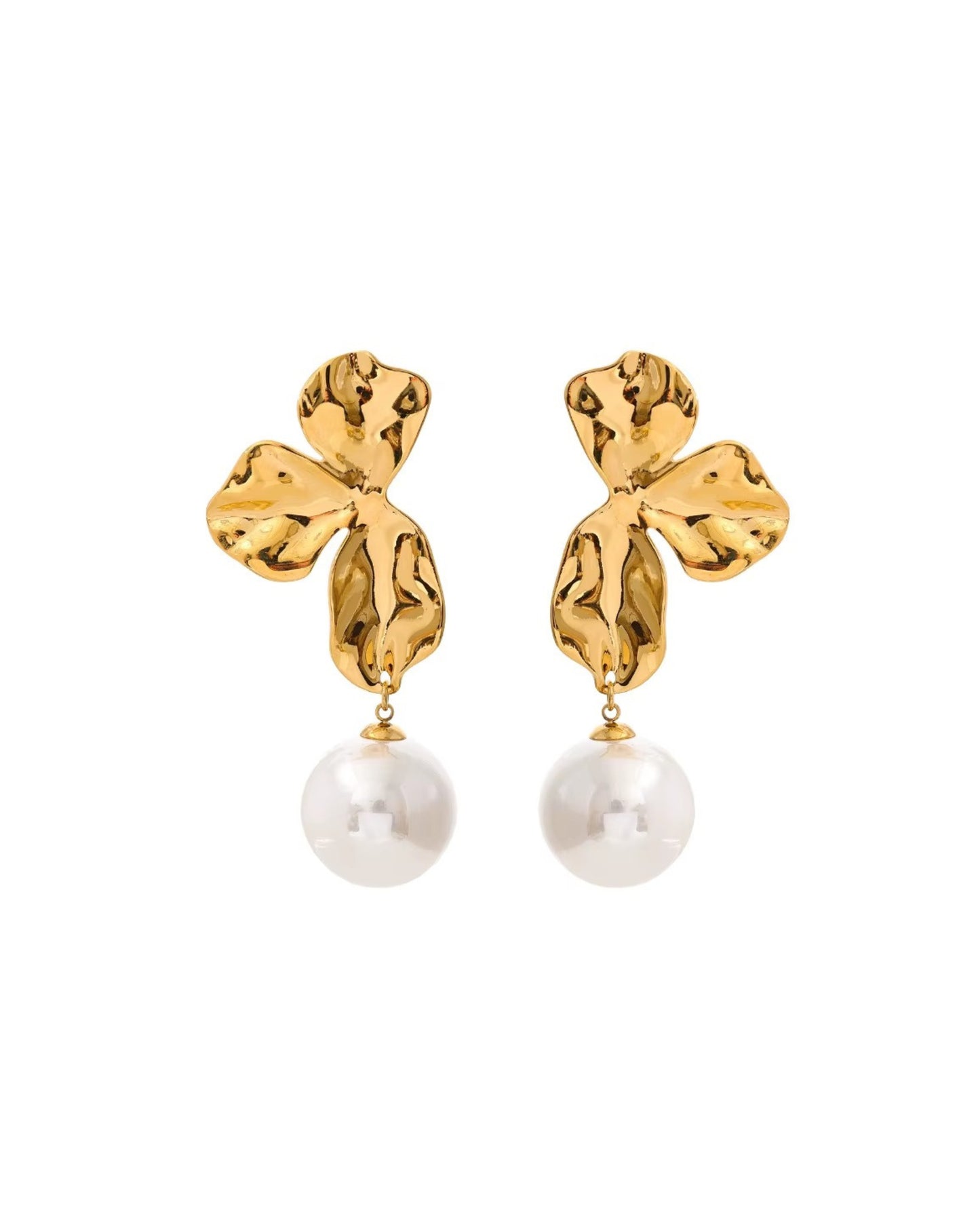 Aretes de Pétalos con Perla