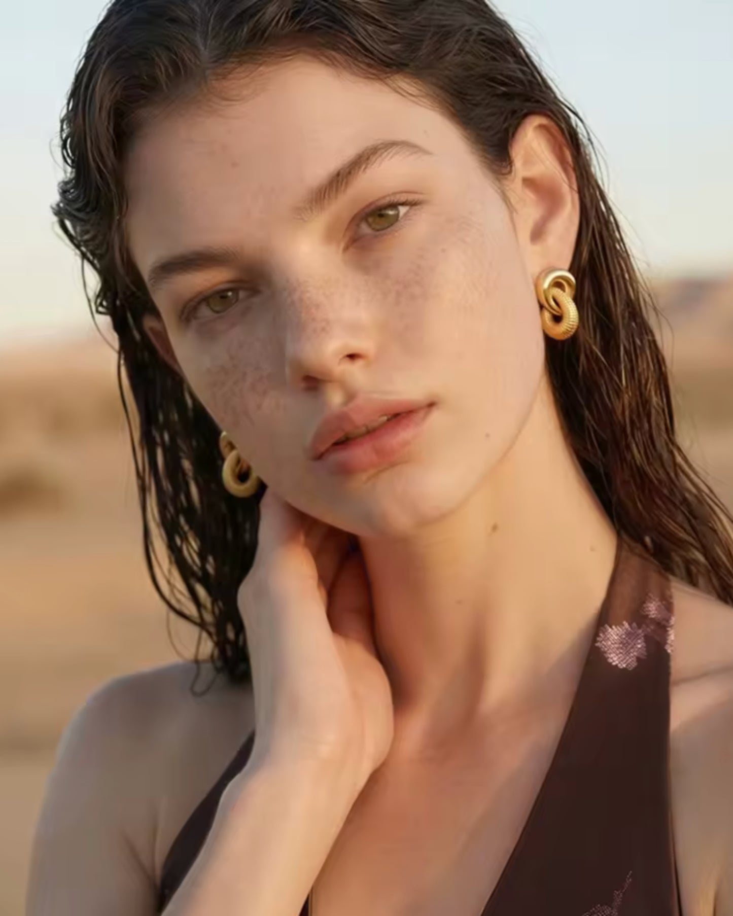 Aretes de Eslabones con textura