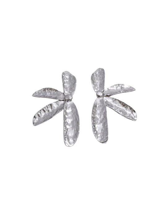 Aretes Hojas Texturizadas Platedas