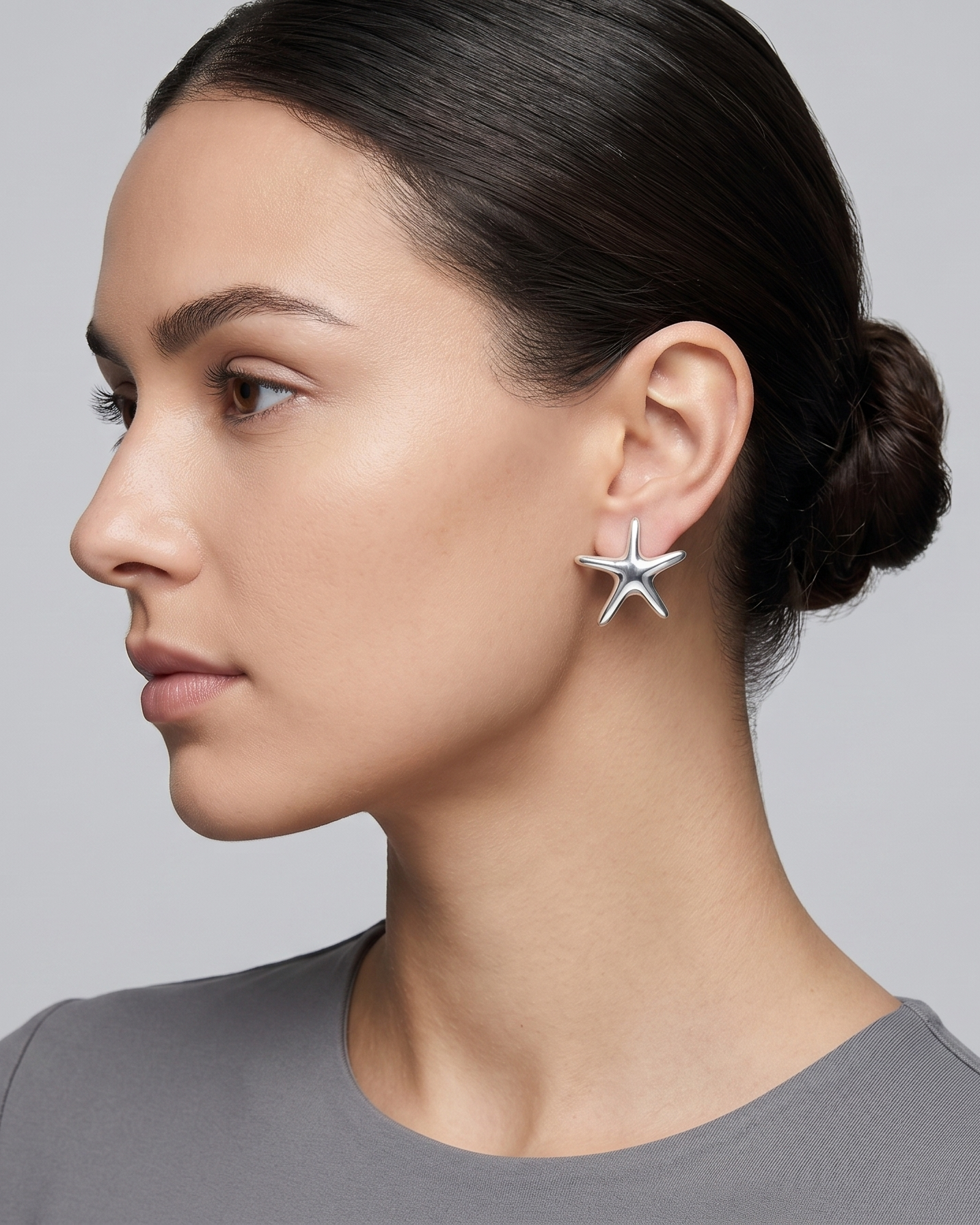 Aretes Estrella de Mar Plateados