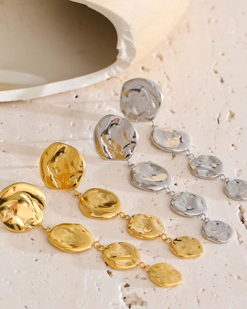 Aretes Discos Orgánicos Dorados