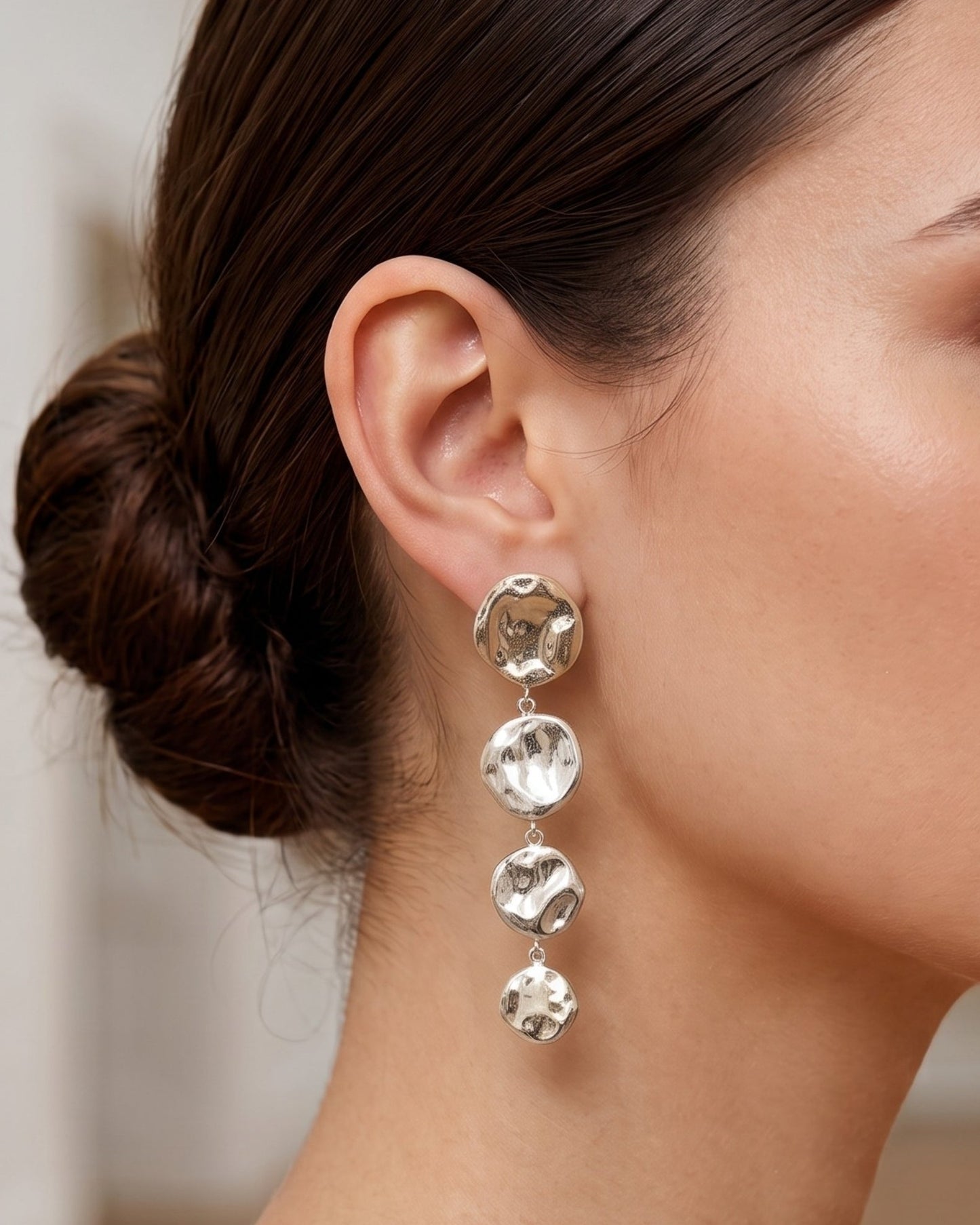 Aretes Discos Orgánicos Plateados