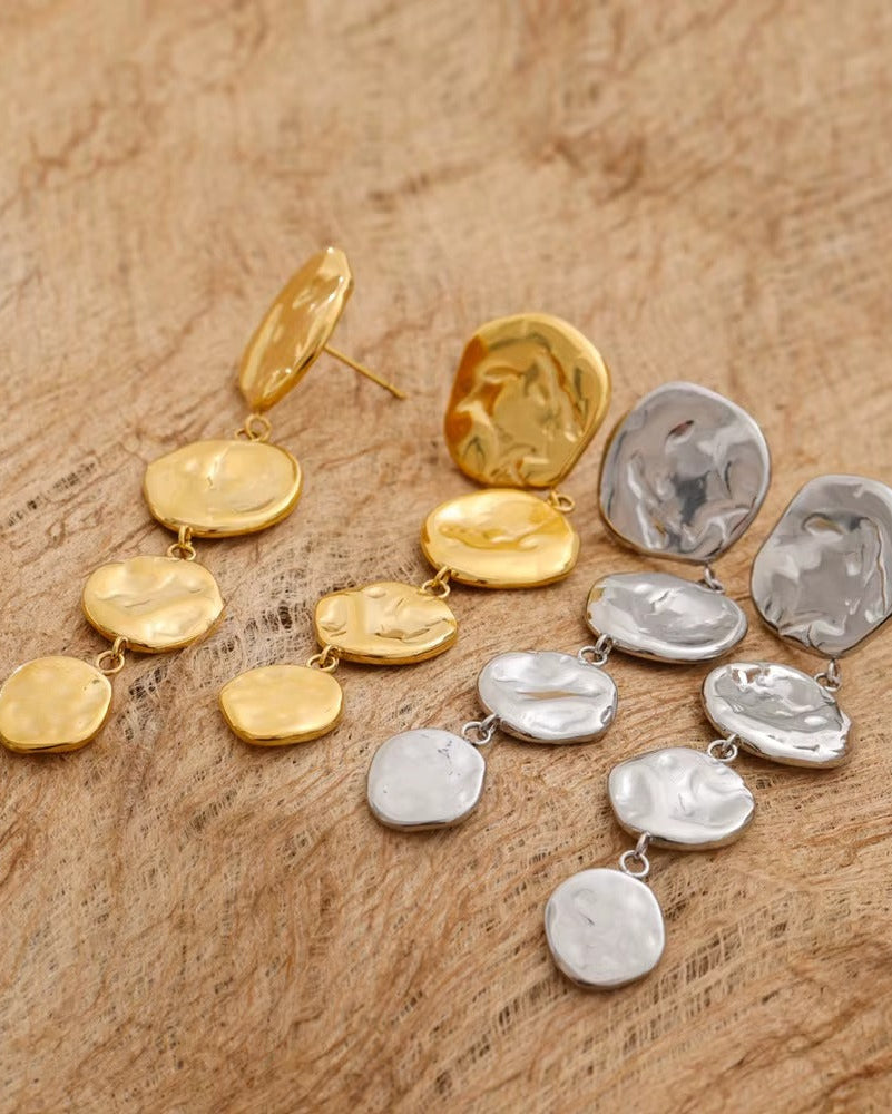 Aretes Discos Orgánicos Plateados