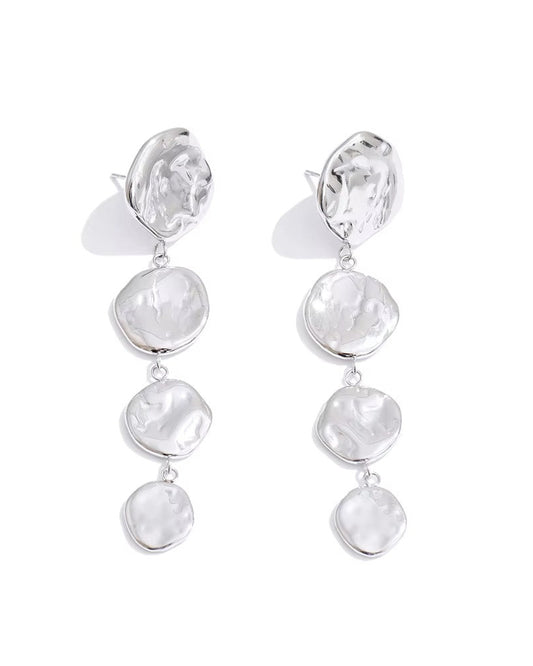 Aretes Discos Orgánicos Plateados