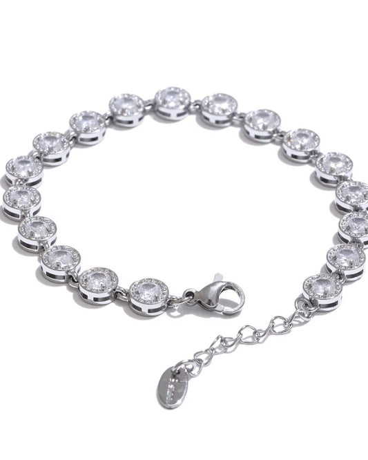 Pulsera con zirconias, color plateado