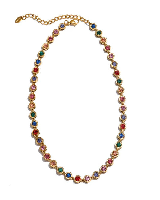 Collar dorado con zirconias de colores