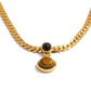 Collar con piedra ojo de tigre, color dorado