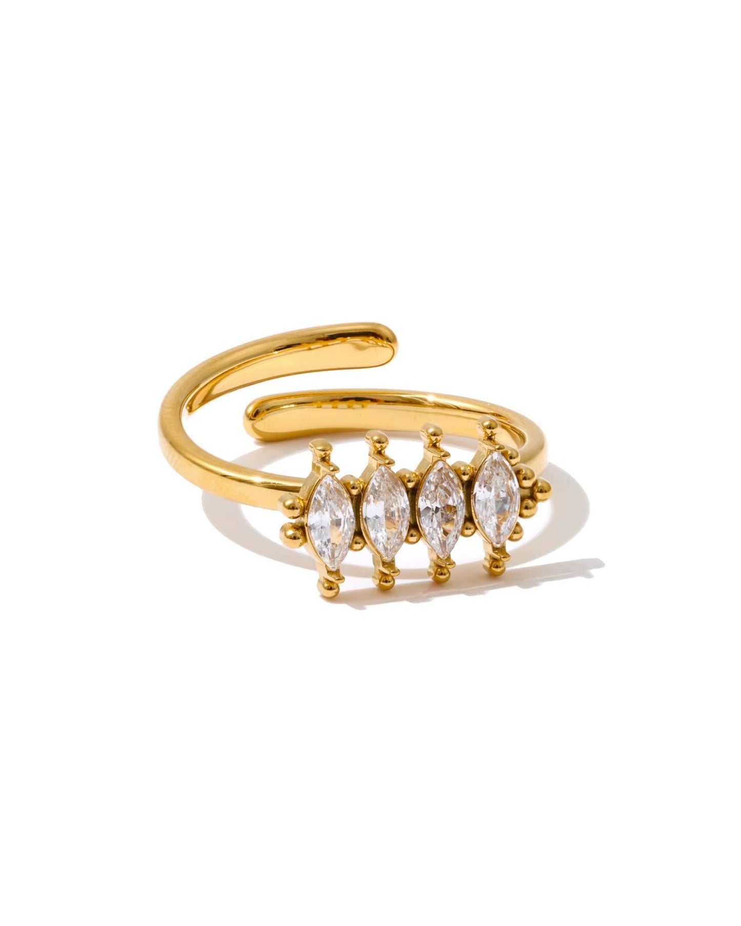 Anillo Abierto con Cristales Marquise