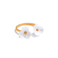 Anillo Abierto con Flores Blancas