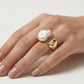 Anillo Perla Orgánica Dorada