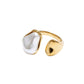 Anillo Perla Orgánica Dorada
