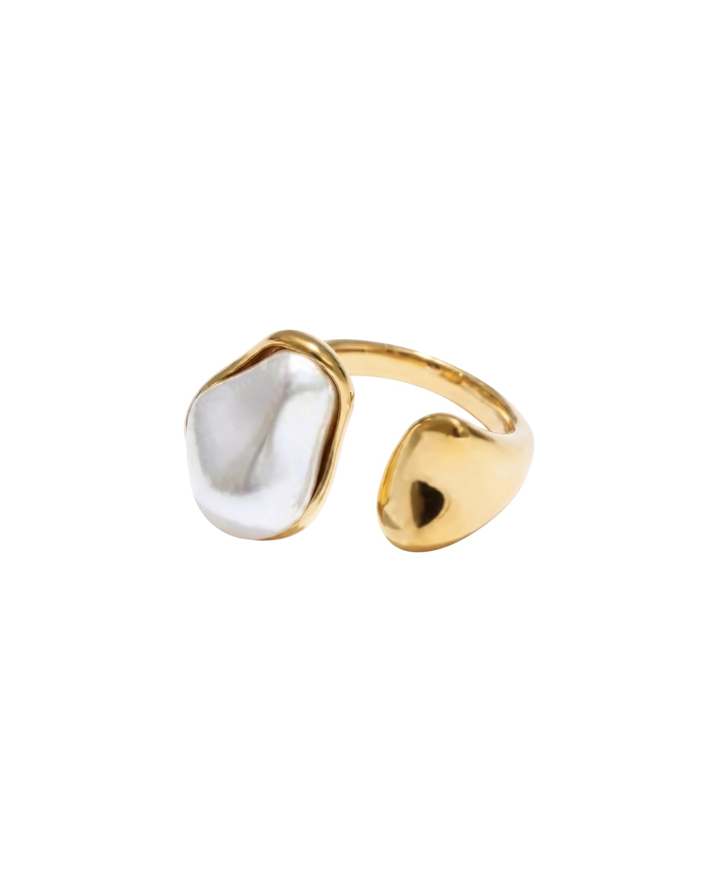 Anillo Perla Orgánica Dorada