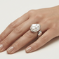 Anillo Perla Orgánica Plateada