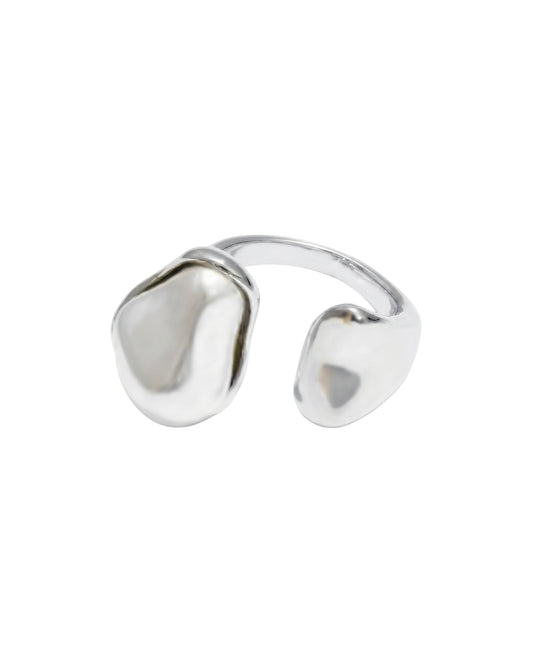 Anillo Perla Orgánica Plateada