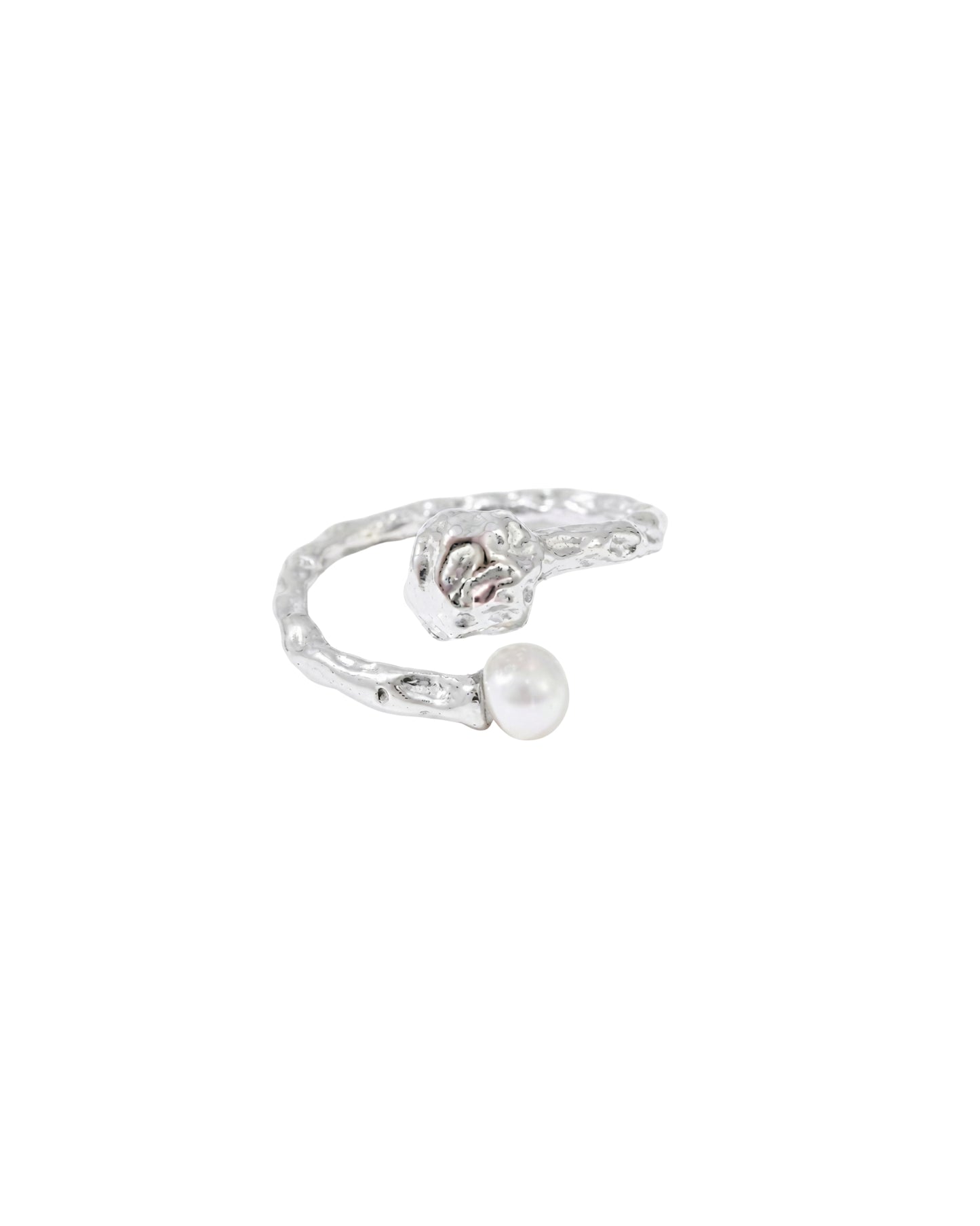Anillo Texturizado con Perla