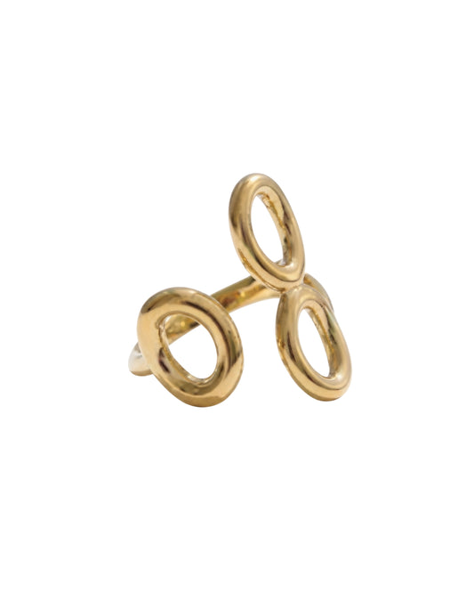 Anillo Triple Aro Geométrico Dorado
