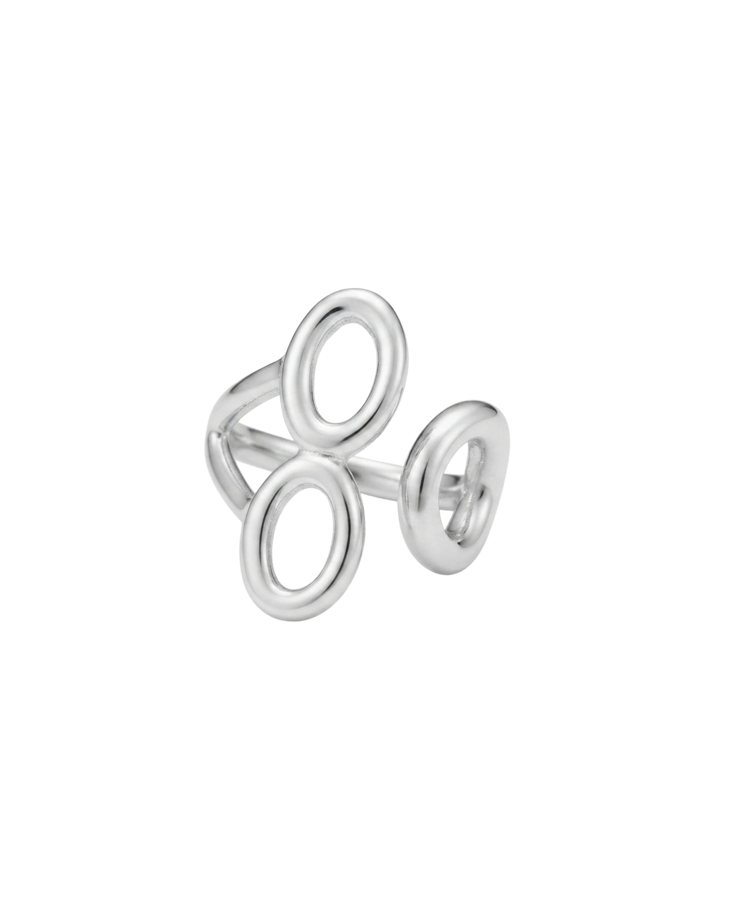 Anillo Triple Aro Geométrico Plateado