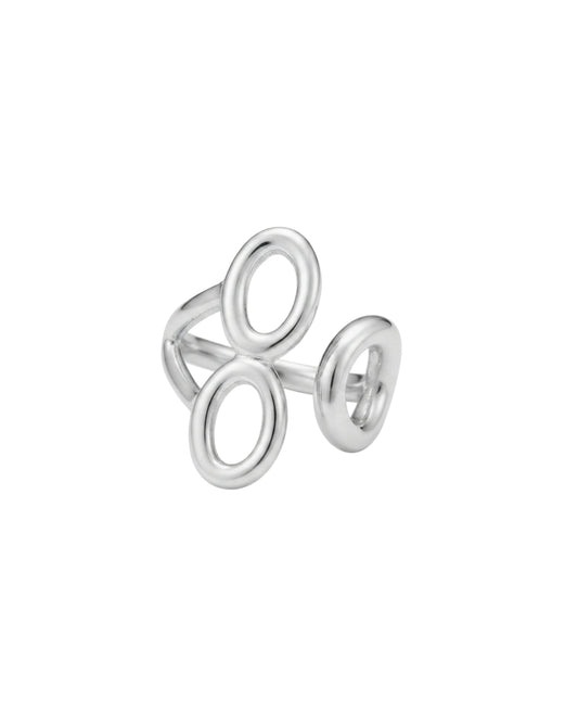 Anillo Triple Aro Geométrico Plateado