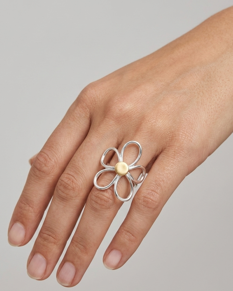 Anillo Maxi Flor Bicolor