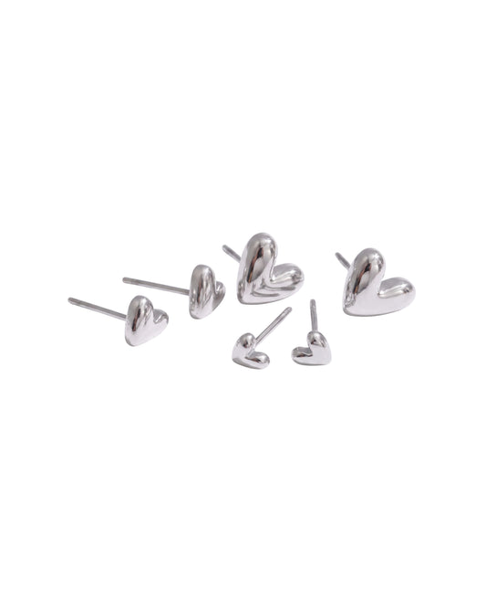 Aretes Corazón Estelar Plateados