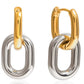 Aretes bicolor dorado y plateado, estilo chunky